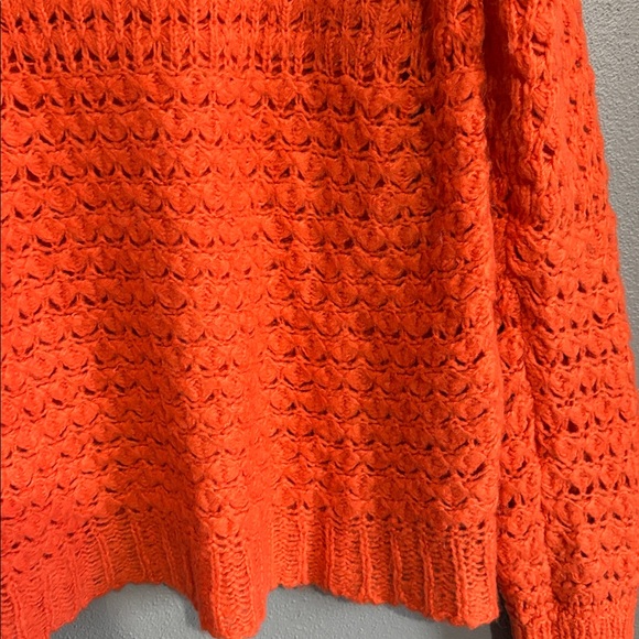 Free People Bright Orange Open-Knit Scoop Neck Sweater - Picture 4 of 7